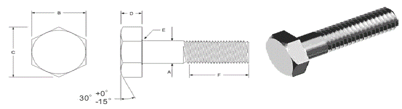 Stainless Steel 347/347H-bolts-dimensions